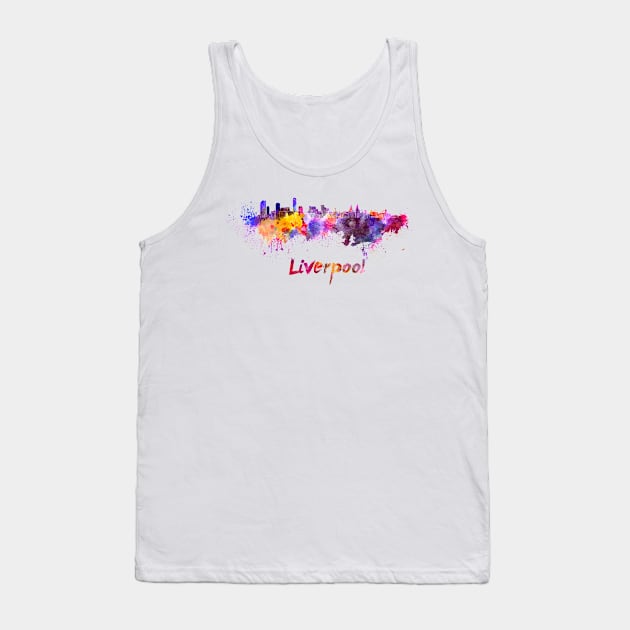 Liverpool skyline in watercolor Tank Top by PaulrommerArt